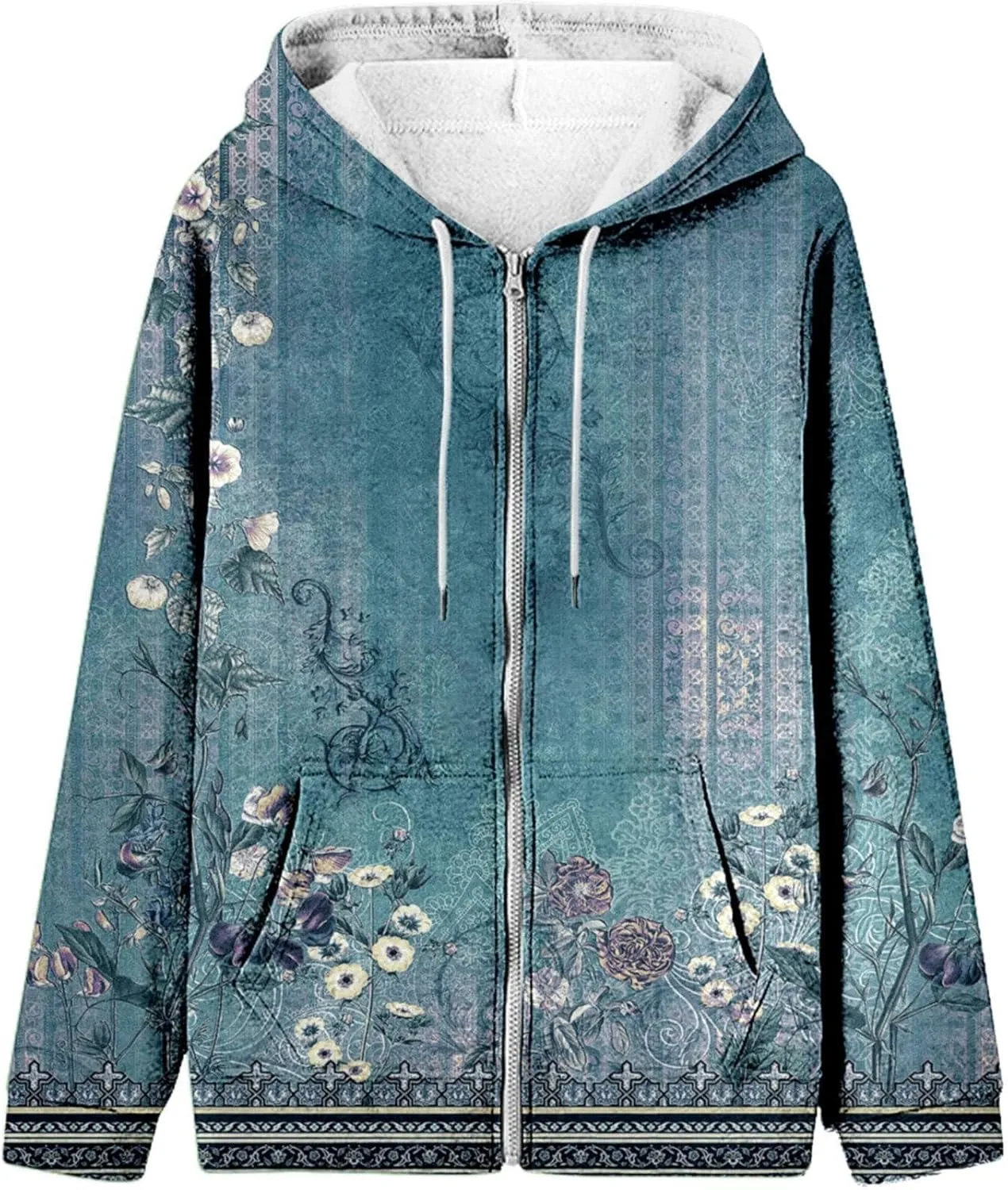 Muyise Womens Full Zip Up Hoodies Long Sleeve Oversized Y2K Coat Trendy Fall Outfits Casual Drawstring Jackets with Pockets