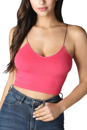 NIKIBIKI Women Seamless Spaghetti Strap Crop Top Cami, Made in U.S.A, One Size