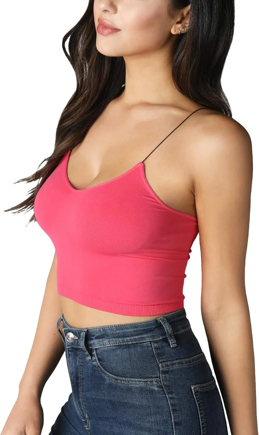 NIKIBIKI Women Seamless Spaghetti Strap Crop Top Cami, Made in U.S.A, One Size