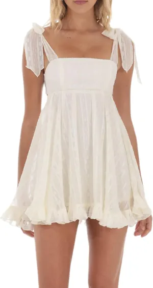 NUFIWI 2025 Bow Tie Graduation Mini Dress for Women Square Neck Tiered Flowy A Line Mini Dresses Sleeveless Flare Sundress