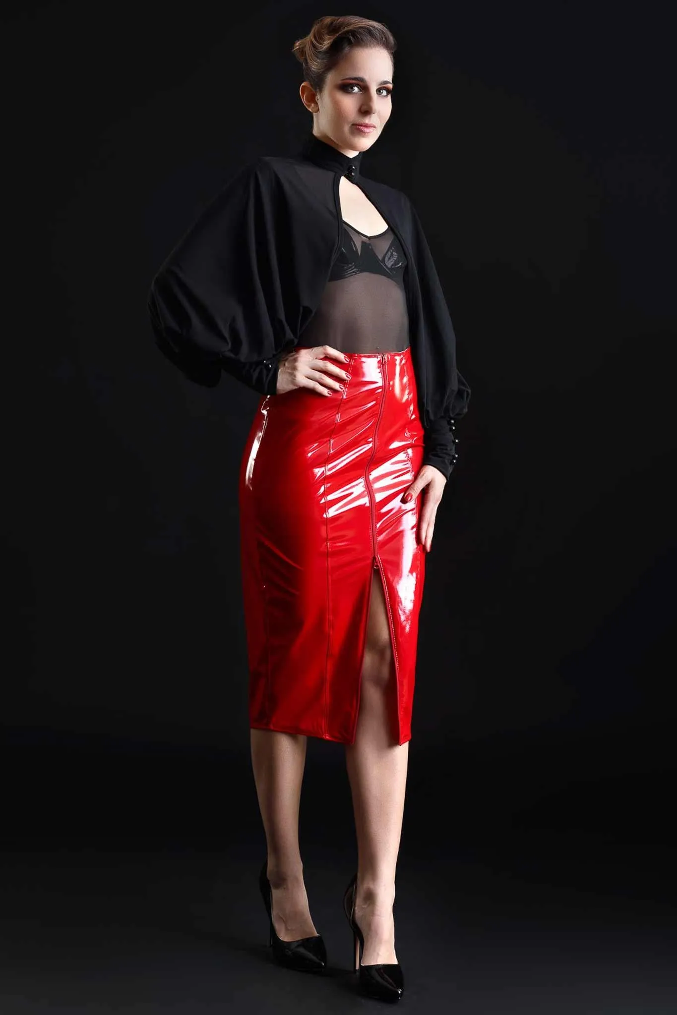 Ornella Glossy Red Skirt