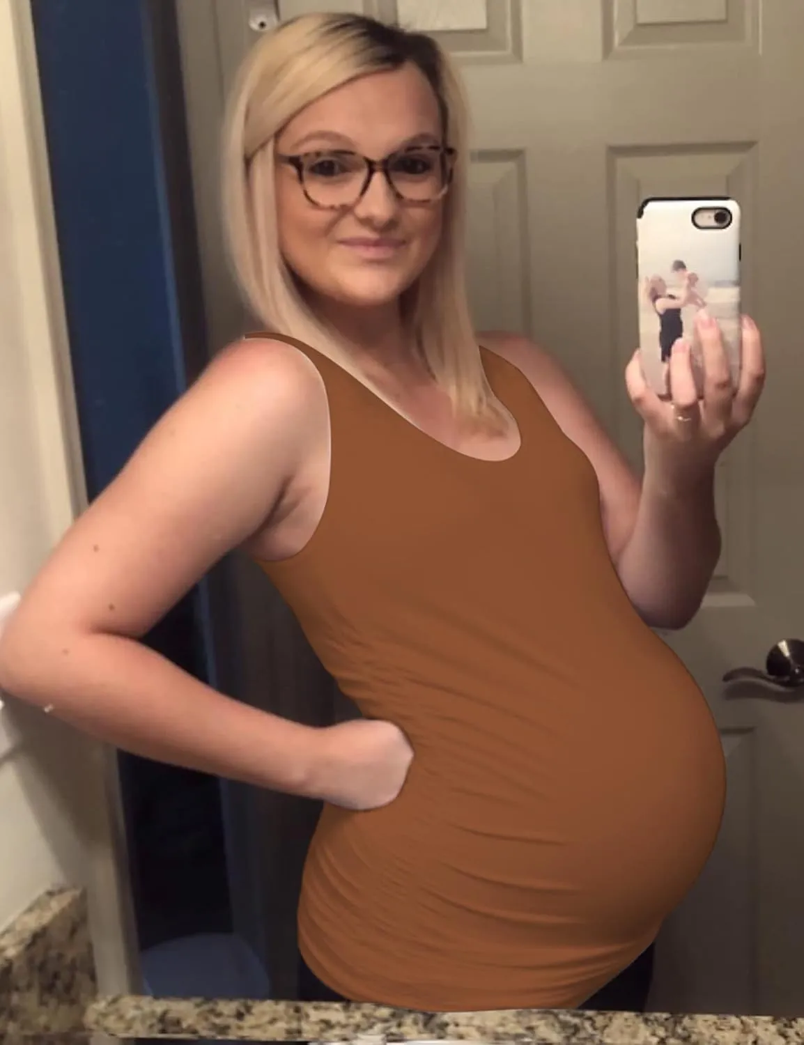 Peauty "Long Enough to Cover Hip Maternity Side Ruch Tank Tops/Basic Maternity Tops for Summer Casual Wear (S-3XL)