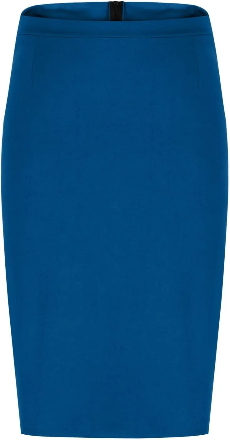 Pencil Skirts for Women Solid Elastic High Waist Below Knee Bodycon Skort Casual Business Office Work Slim Fit Skirt