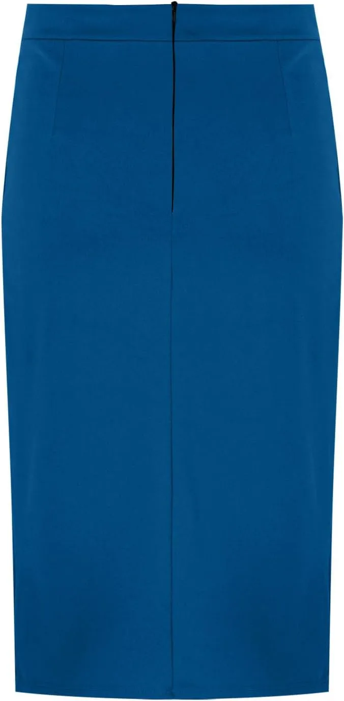 Pencil Skirts for Women Solid Elastic High Waist Below Knee Bodycon Skort Casual Business Office Work Slim Fit Skirt