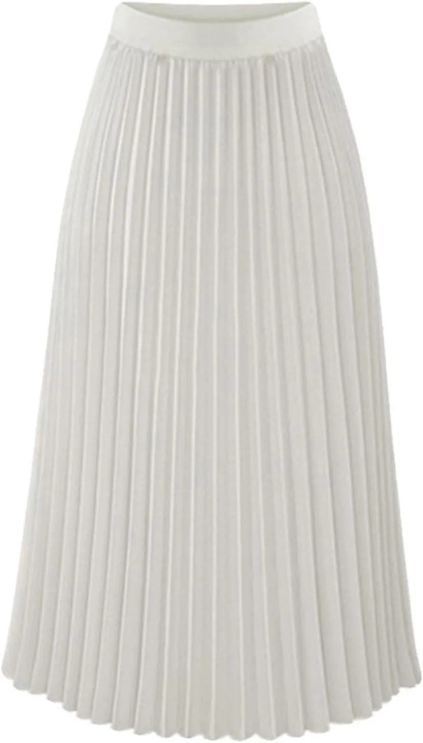 Pleated Midi Skirts for Women Midi Long High Waisted A Line Skirts Shirring Swing Skirt 2024 Fashion Party Skirt
