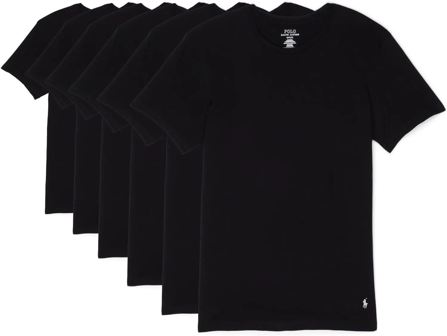POLO RALPH LAUREN Classic Fit Crew Neck T-Shirts  Pack of 6  100% Cotton  Straight Hem  Short Sleeves