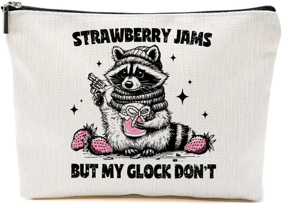 Raccoon Pun Makeup Bag Funny Gifts Humor Cosmetic Bag Raccoon Gifts for Women Friend Sisters Daughter Zipper Pouchs Toiletry Bags for Camping Picnic Thanksgiving Christmas Friendship Gifts