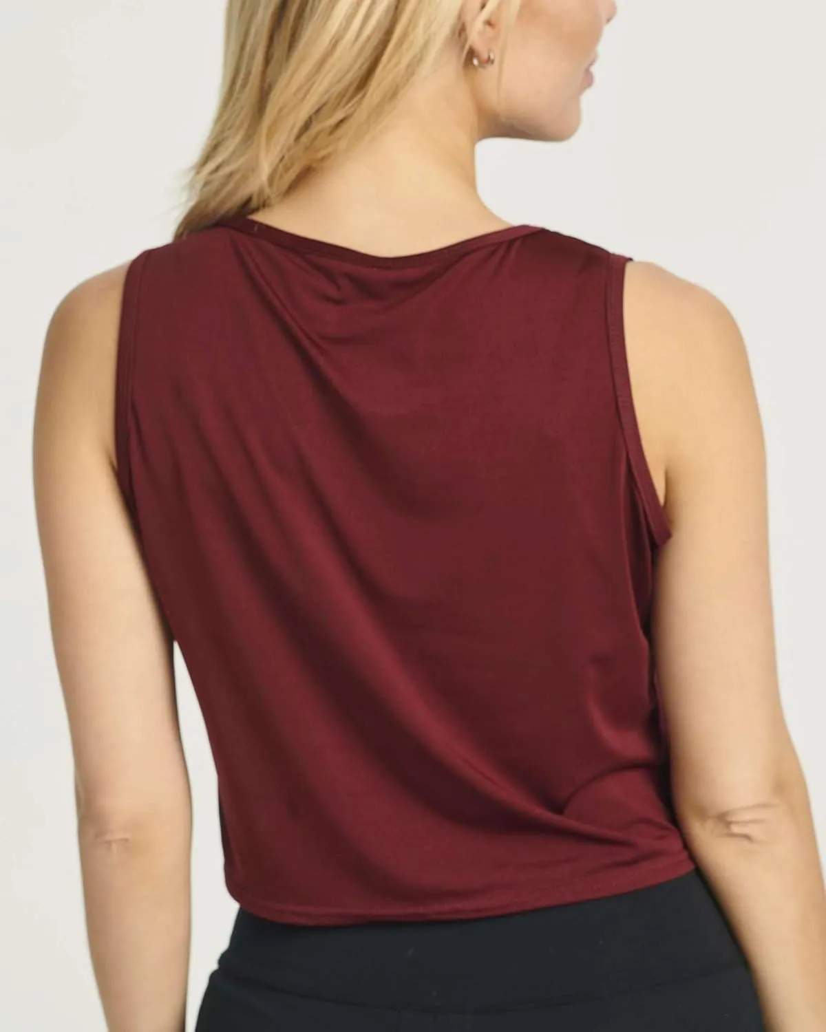 Real Essentials 5 Pack: Women's Dry-Fit Twist Front Knot Sleeveless Crop Tank Top - Dance Workout Athletic Yoga Cropped Top