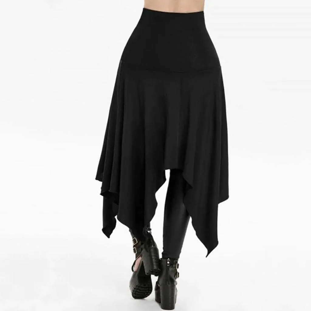 RKSTN Women Halloween Punk Skirt Asymmetric Lace-Up Slit Front Skirt Hippie Gothic Clothes High Waisted Bandage Long Skirts