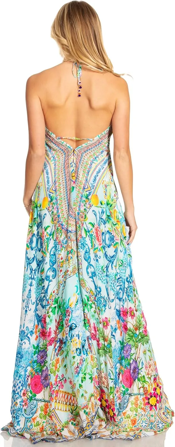 Sakkas Lizi 2025 Womens Maxi High-Low Halter Handkerchief Long Dress Beach Party