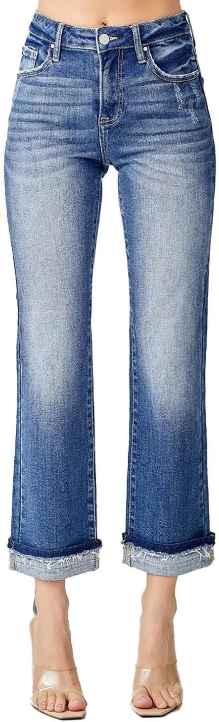SALT TREE Risen Jeans - Mid Rise Ankle Slim Straight Jeans - RDP5311