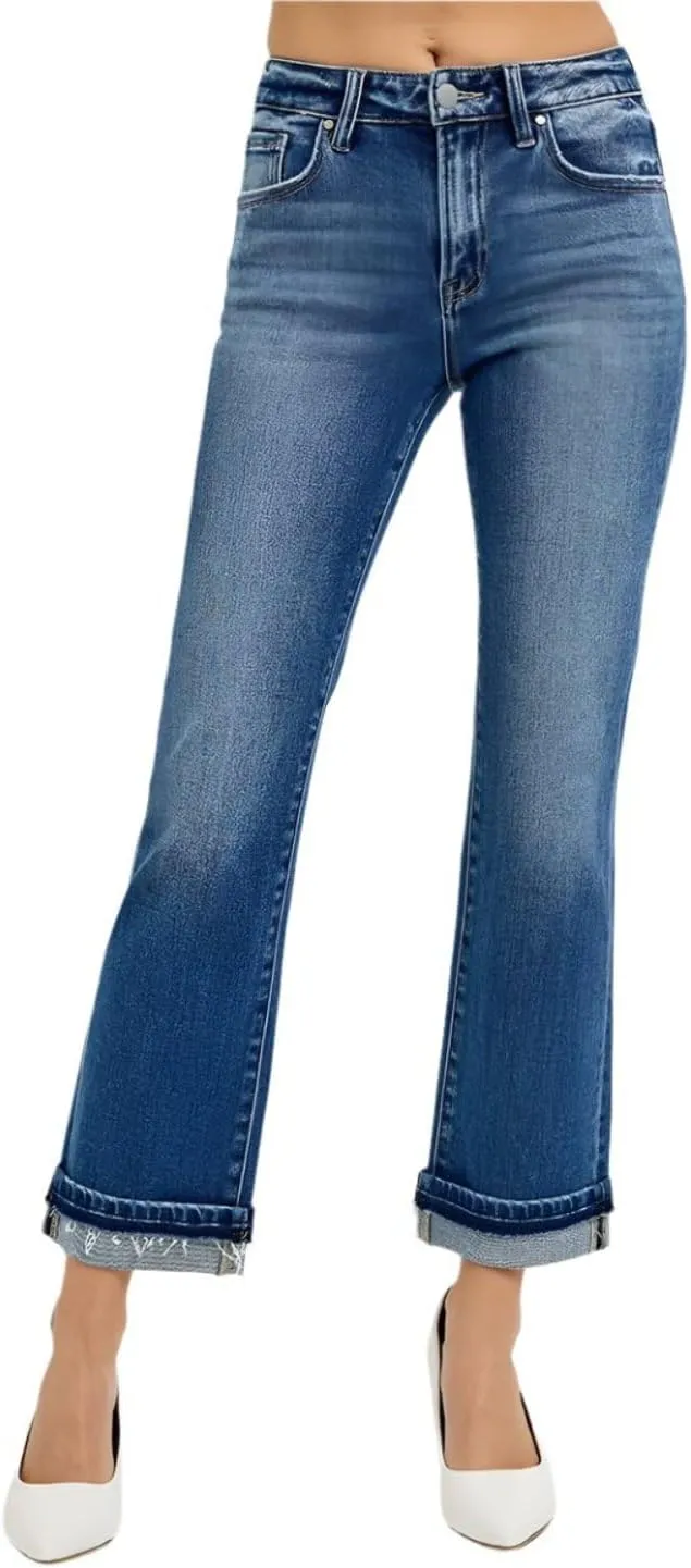 SALT TREE Risen Jeans - Mid Rise Ankle Slim Straight Jeans - RDP5311