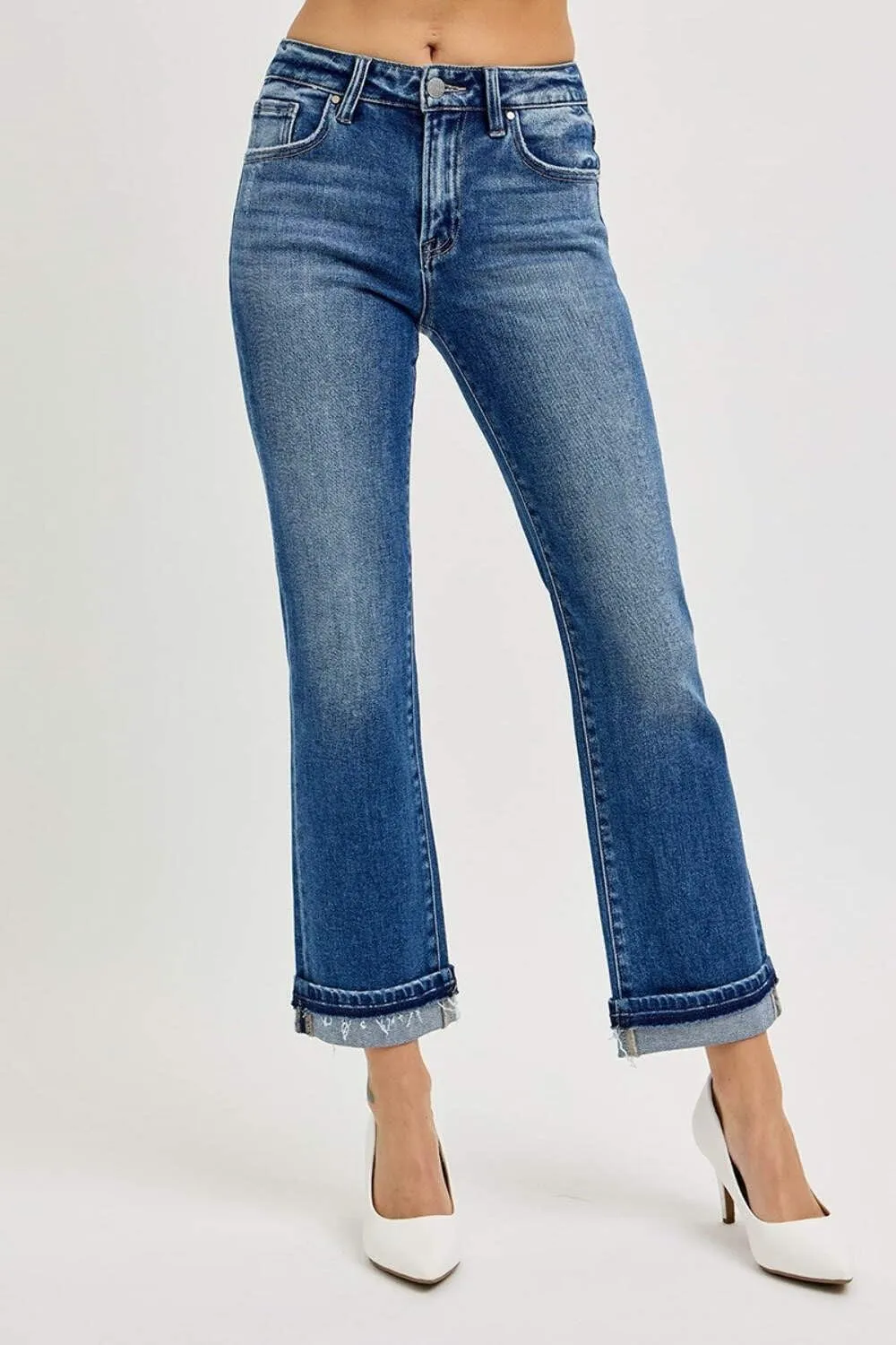 SALT TREE Risen Jeans - Mid Rise Ankle Slim Straight Jeans - RDP5311