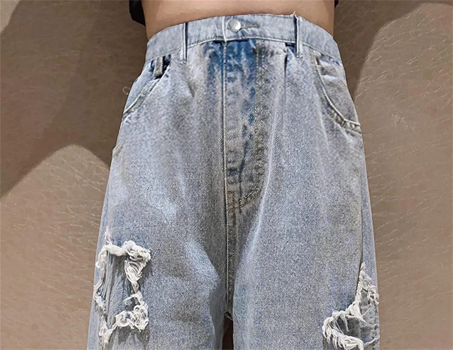 SANGTREE Womens Wide Leg Jeans Elastic Waist Denim Pants Baggy Jeans for WomensS-XXL