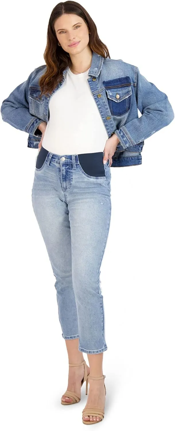 Savi Parker Maternity Jeans for Women, Straight Leg Elastic Under Belly High Waist Pant, Pregnancy Clothes for All Seasons