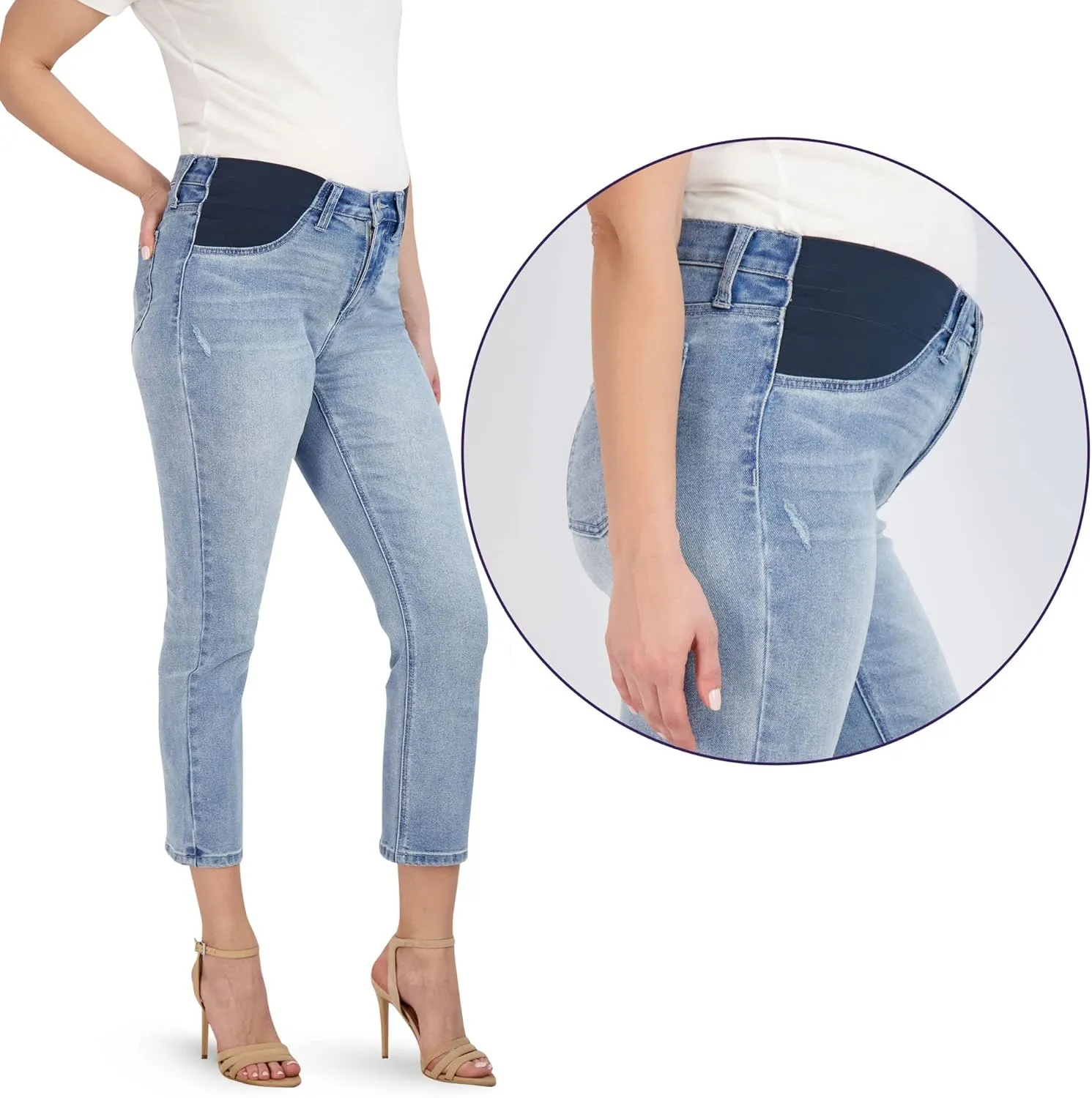 Savi Parker Maternity Jeans for Women, Straight Leg Elastic Under Belly High Waist Pant, Pregnancy Clothes for All Seasons