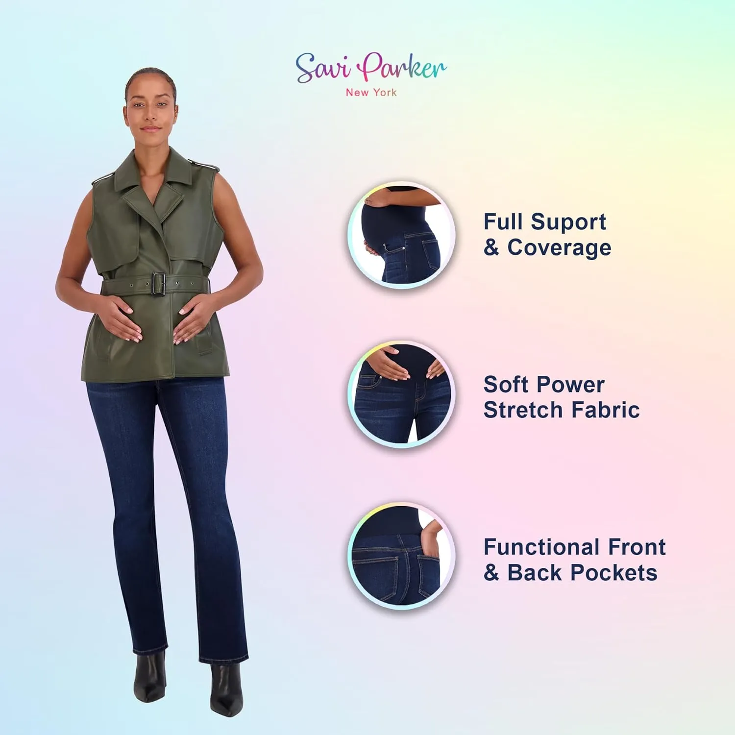 Savi Parker Women's Maternity Bootcut Jeans with Pockets  Pregnancy Must Haves Maternity Jeans Over The Belly - 32.5" Inseam