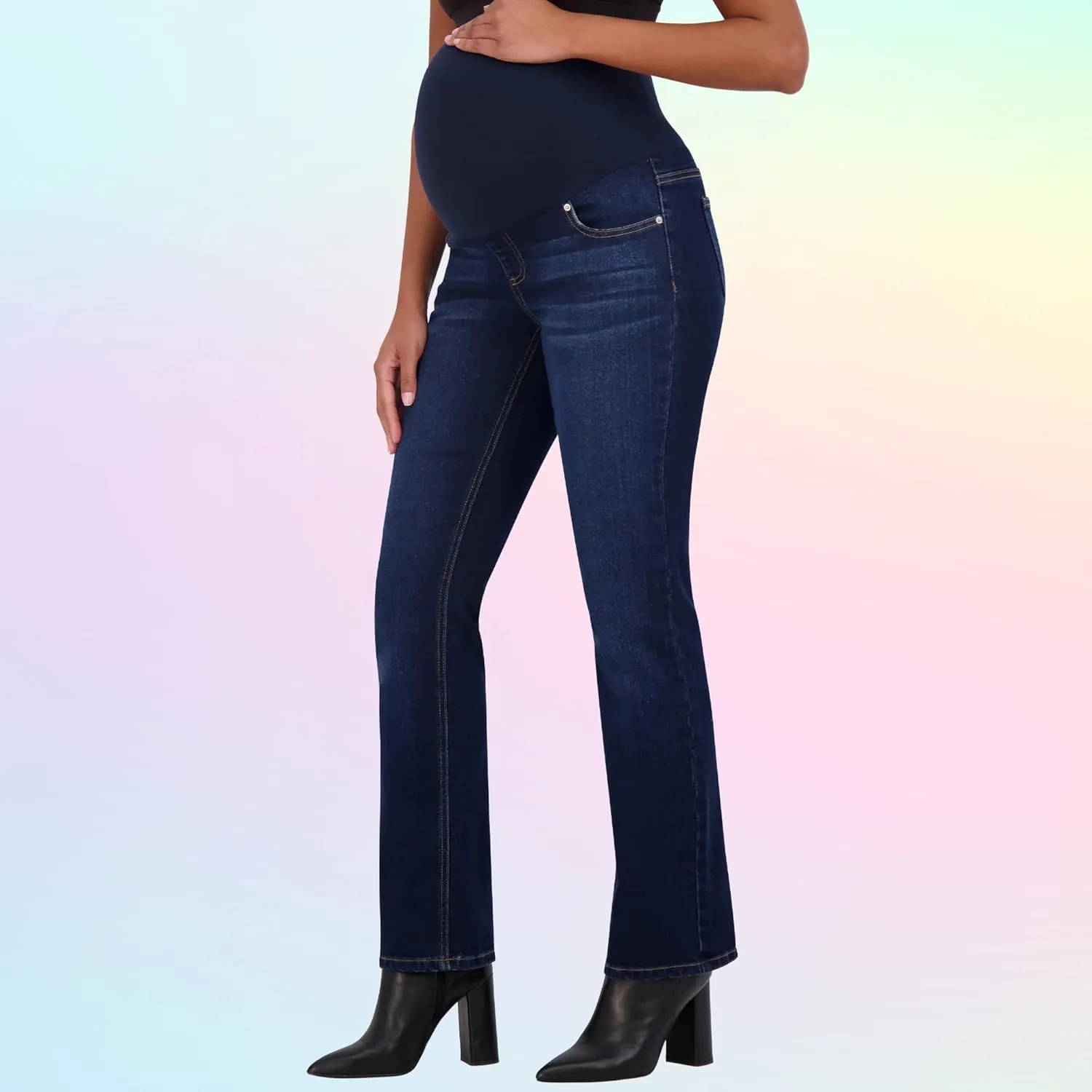 Savi Parker Women's Maternity Bootcut Jeans with Pockets  Pregnancy Must Haves Maternity Jeans Over The Belly - 32.5" Inseam