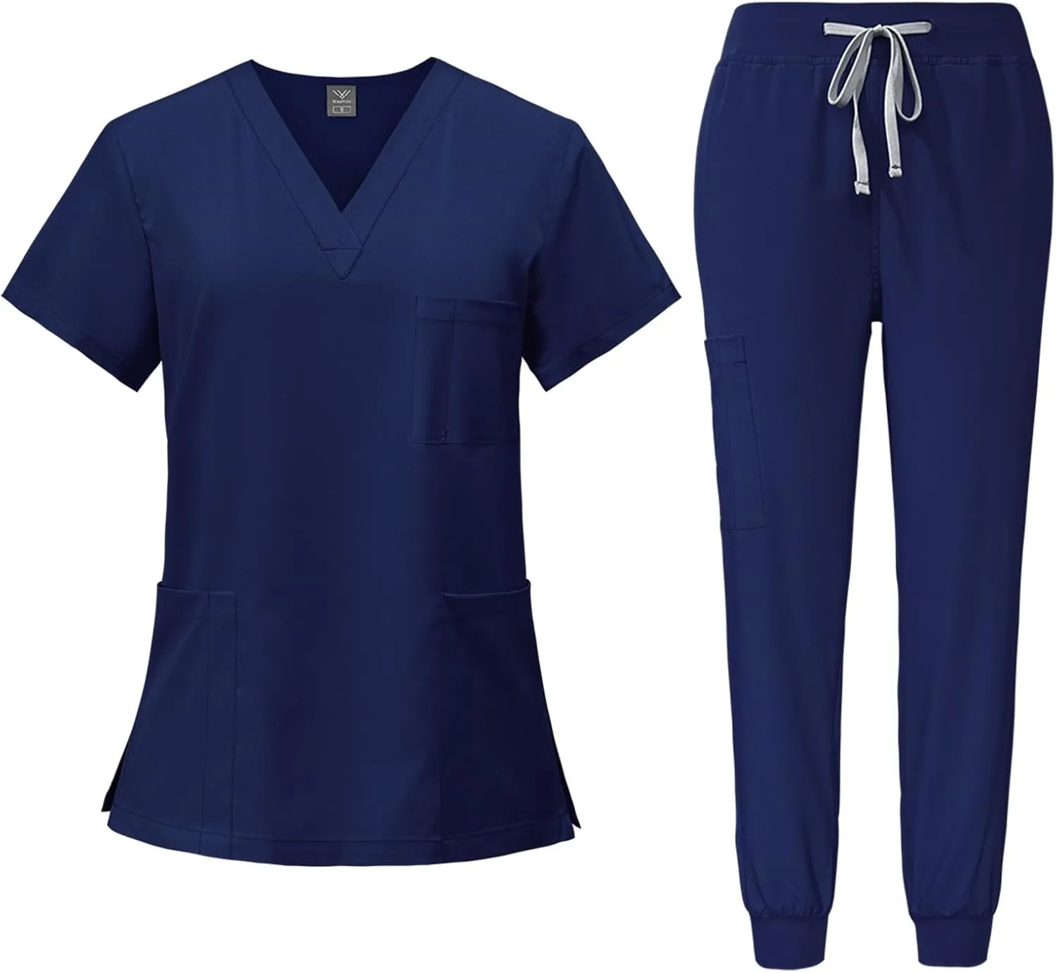 Scrubs for Women Set Stretch V-Neck Scrub Top & Jogger Pant Medical Uniform Scrub Sets for Woman with Pockets