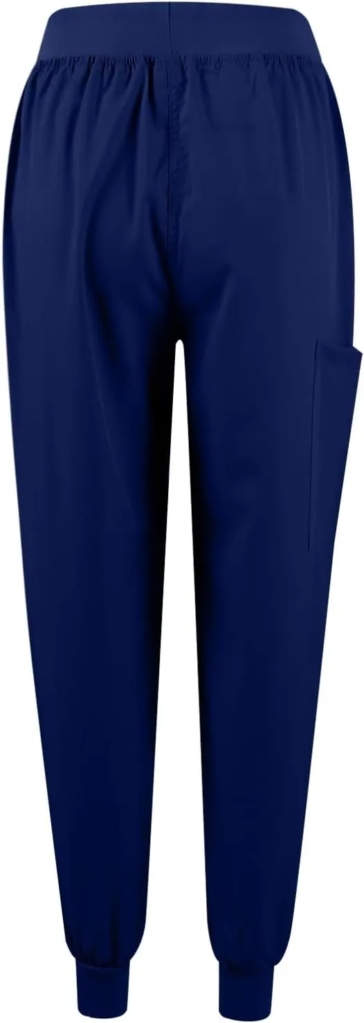 Scrubs for Women Set Stretch V-Neck Scrub Top & Jogger Pant Medical Uniform Scrub Sets for Woman with Pockets