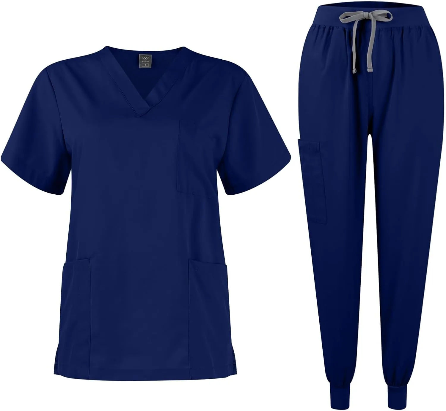 Scrubs for Women Set Stretch V-Neck Scrub Top & Jogger Pant Medical Uniform Scrub Sets for Woman with Pockets