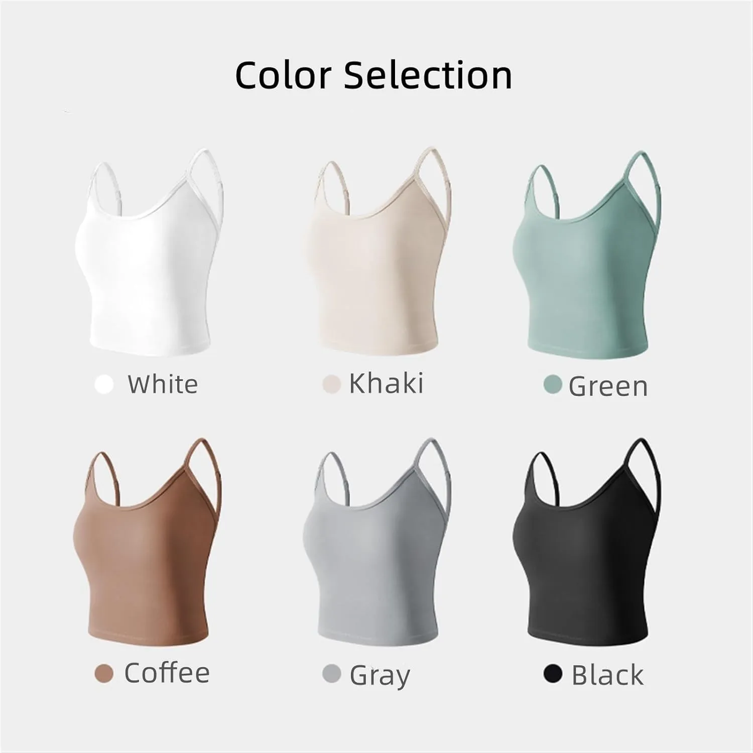 Seamless Plus Size Tank Tops for women Spaghetti Strap with Built in Bra Camisole Basic Sports Bras Workout Crop Tops