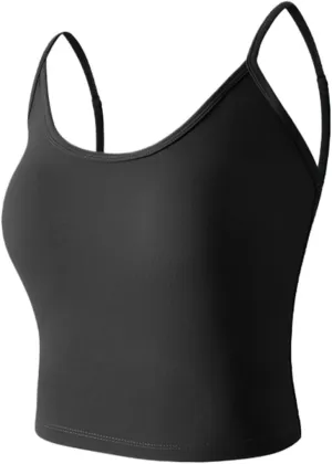 Seamless Plus Size Tank Tops for women Spaghetti Strap with Built in Bra Camisole Basic Sports Bras Workout Crop Tops