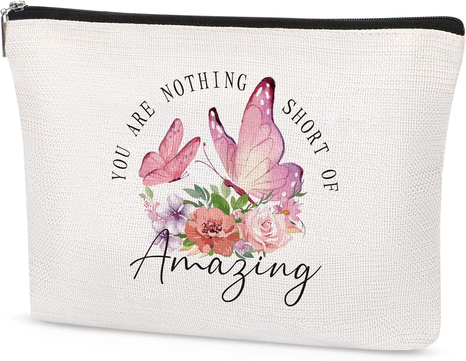 SEAOYOAZO Flower butterfly Gifts for Women Inspirational Gifts for Women Makeup Bag Travel Cosmetic Toiletry Bag for Girls You Are Nothing Short of Amazing