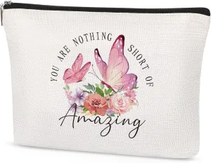 SEAOYOAZO Flower butterfly Gifts for Women Inspirational Gifts for Women Makeup Bag Travel Cosmetic Toiletry Bag for Girls You Are Nothing Short of Amazing