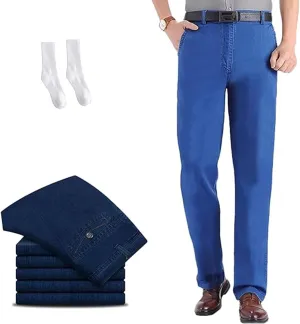 Senistyle Jeans for Men, JettJeans3 - Men's Classic Straight Fit Stretch Jeans for Older Men