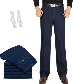 Senistyle Jeans for Men, JettJeans3 - Men's Classic Straight Fit Stretch Jeans for Older Men