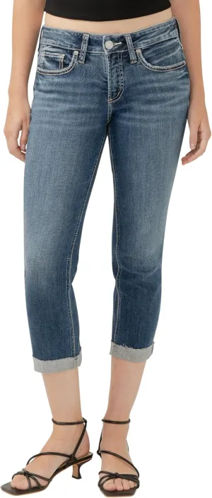 Silver Jeans Co. Women's Britt Low Rise Curvy Fit Capri Jeans