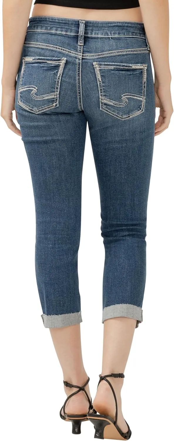 Silver Jeans Co. Women's Britt Low Rise Curvy Fit Capri Jeans