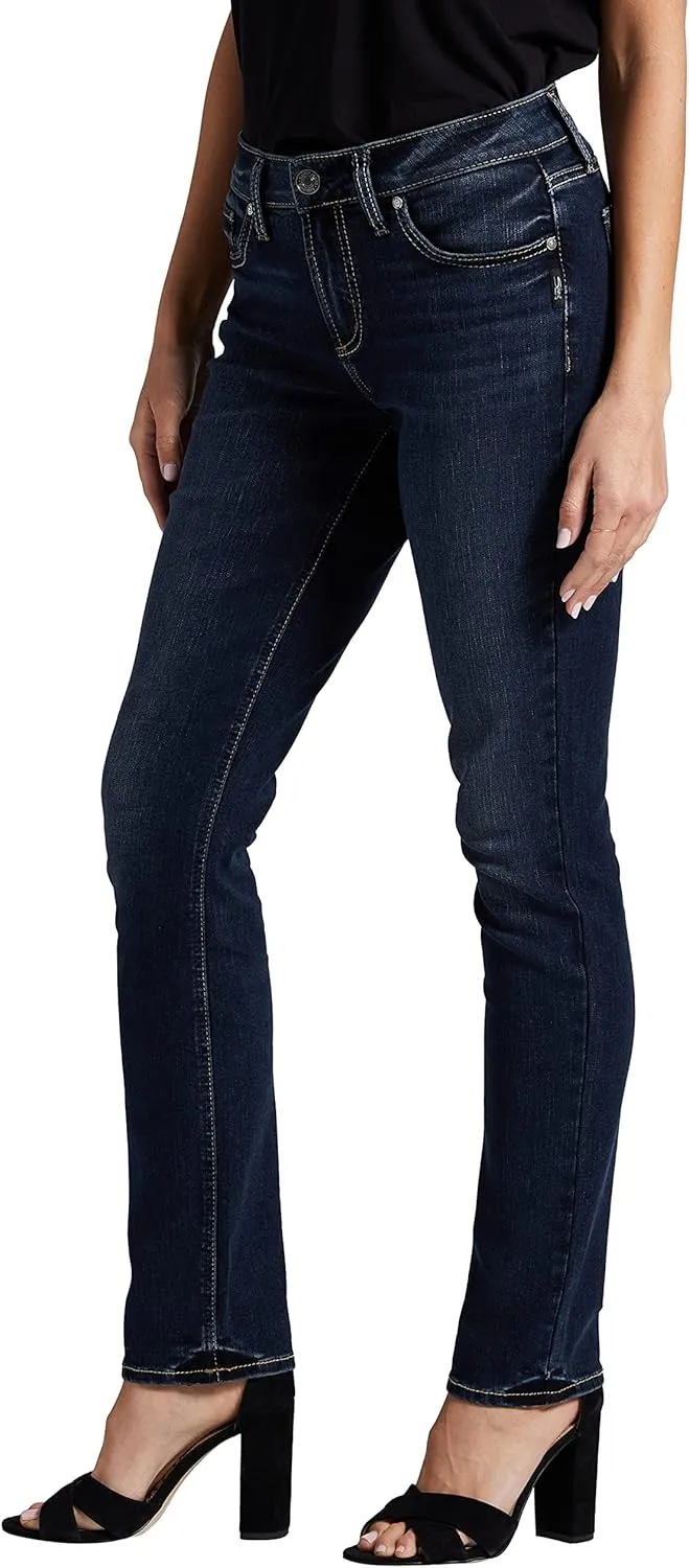 Silver Jeans Co. Women's Elyse Mid Rise Straight Leg Jeans