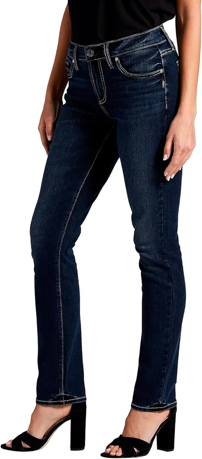 Silver Jeans Co. Women's Elyse Mid Rise Straight Leg Jeans