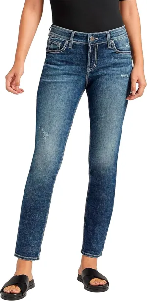 Silver Jeans Co. Women's Elyse Mid Rise Straight Leg Jeans