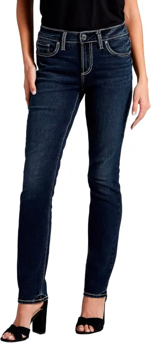 Silver Jeans Co. Women's Elyse Mid Rise Straight Leg Jeans