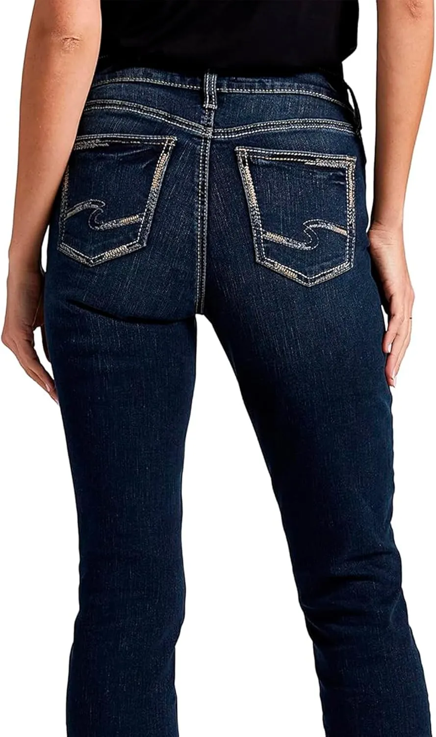 Silver Jeans Co. Women's Elyse Mid Rise Straight Leg Jeans