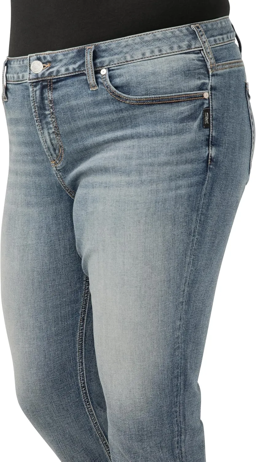 Silver Jeans Co. Women's Plus Size Elyse Mid Rise Comfort Fit Capri Jeans
