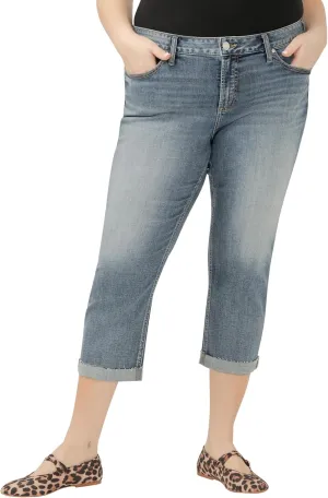 Silver Jeans Co. Women's Plus Size Elyse Mid Rise Comfort Fit Capri Jeans