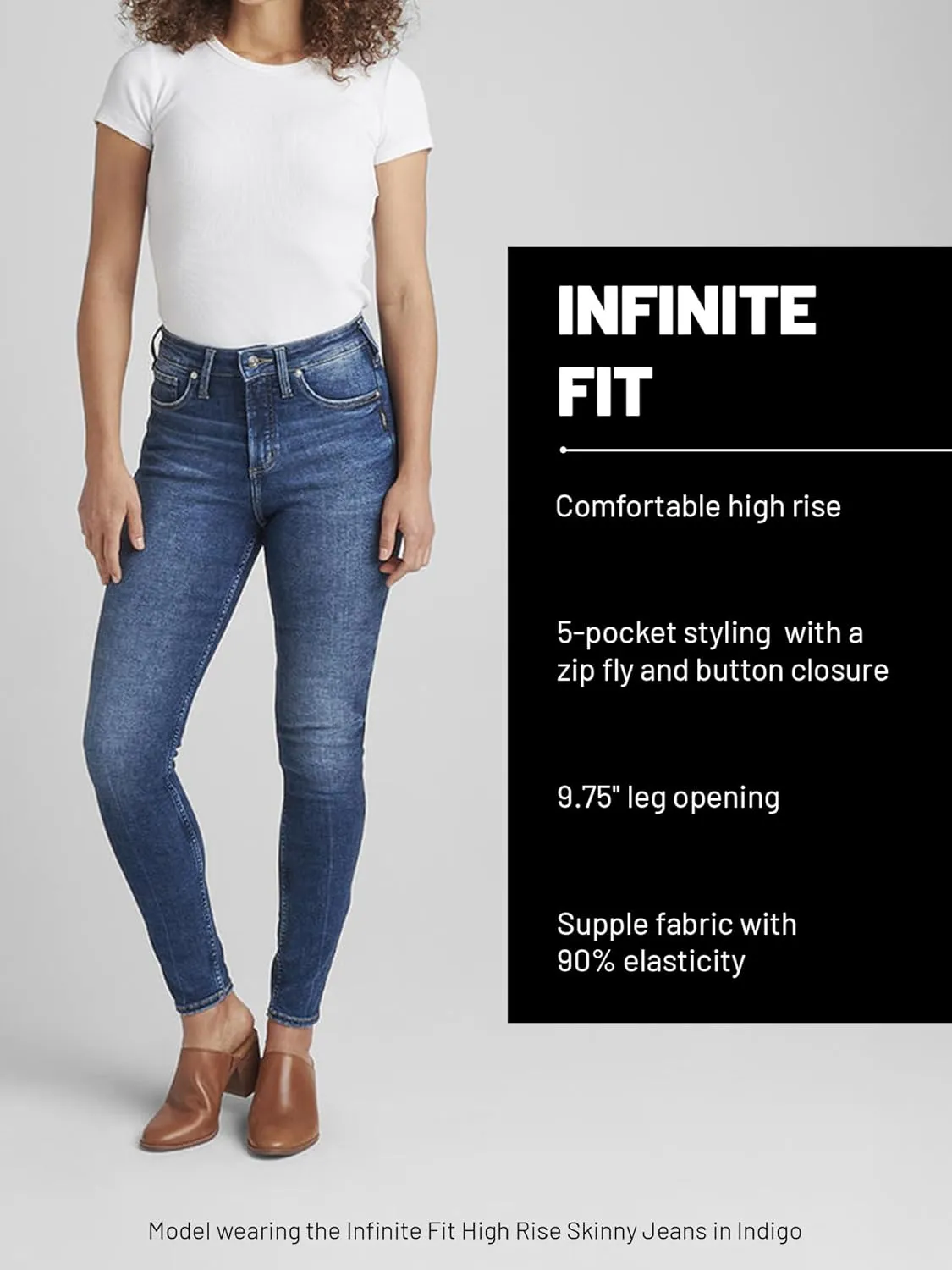 Silver Jeans Co. Women's Plus Size Infinite Fit Mid Rise Skinny Leg Jeans