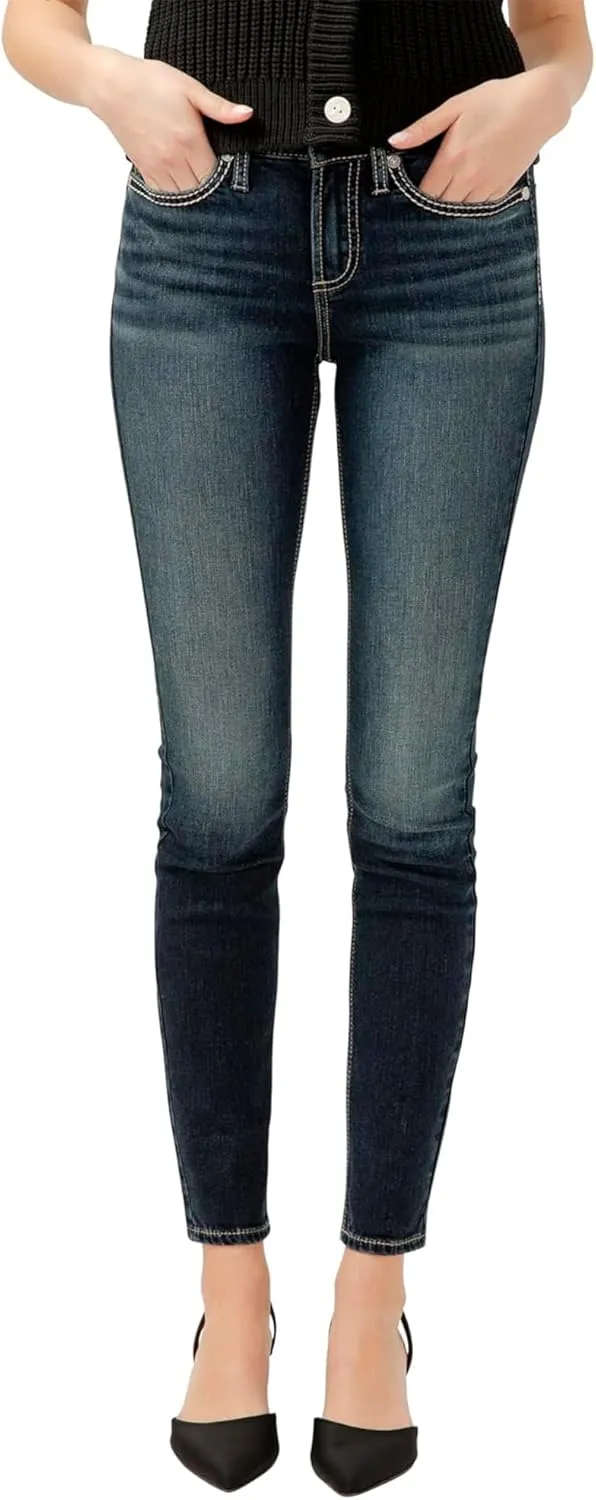 Silver Jeans Co. Women's Suki Mid Rise Curvy Fit Skinny Jeans