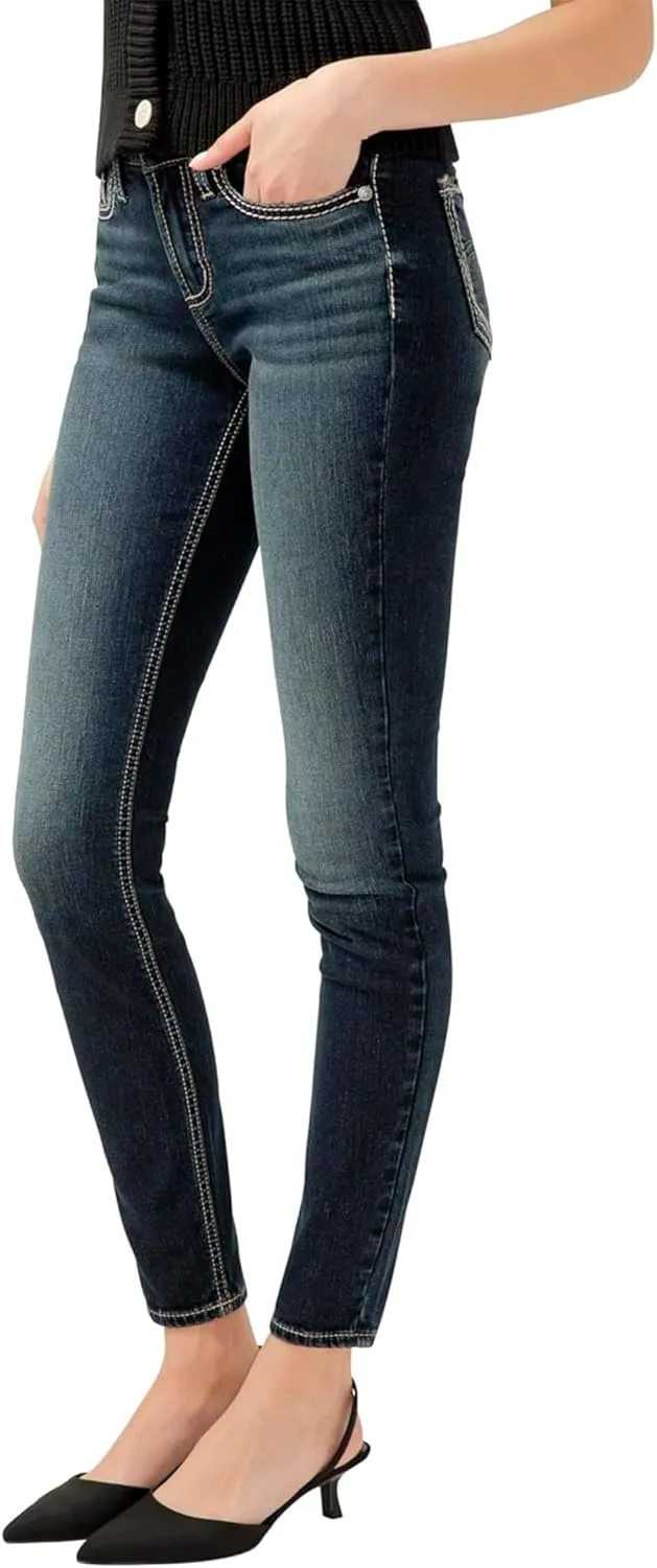 Silver Jeans Co. Women's Suki Mid Rise Curvy Fit Skinny Jeans