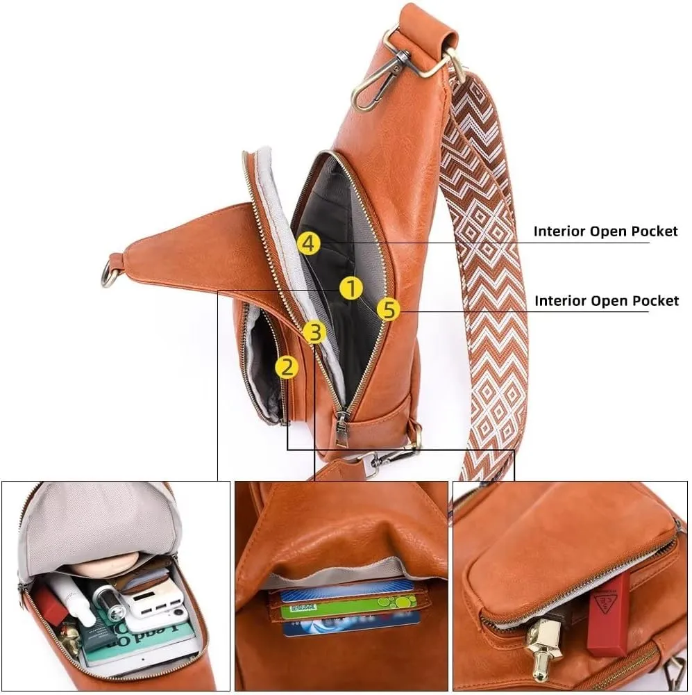 Sling Bag for Women Designer Vintage Crossbody Chest Bag Waterproof Fanny Pack Lightweight Travel Hiking Daypack