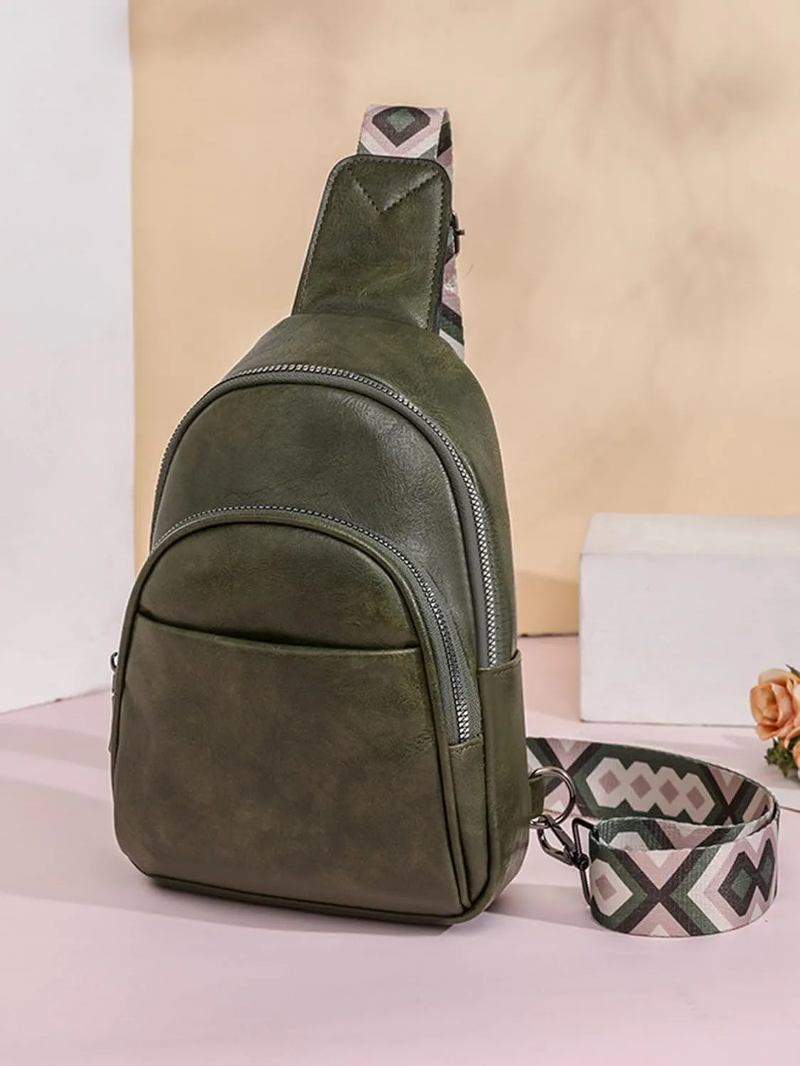 Small Sling Bag for Women Crossbody Bags Leather Fanny Packs Chest Bag Purse Belt Bag Over Shoulder