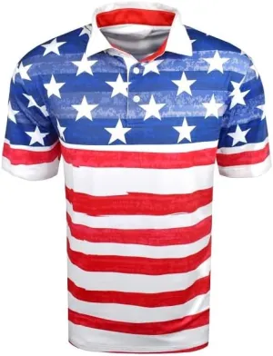 Snake Eyes Patriotic Flag Print Golf Polo