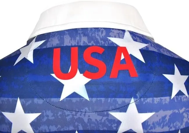Snake Eyes Patriotic Flag Print Golf Polo