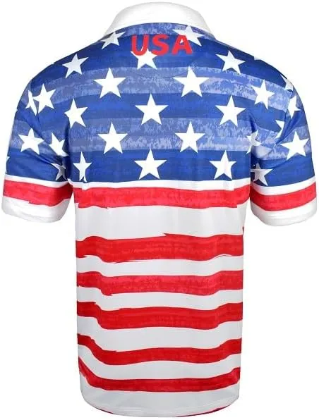 Snake Eyes Patriotic Flag Print Golf Polo