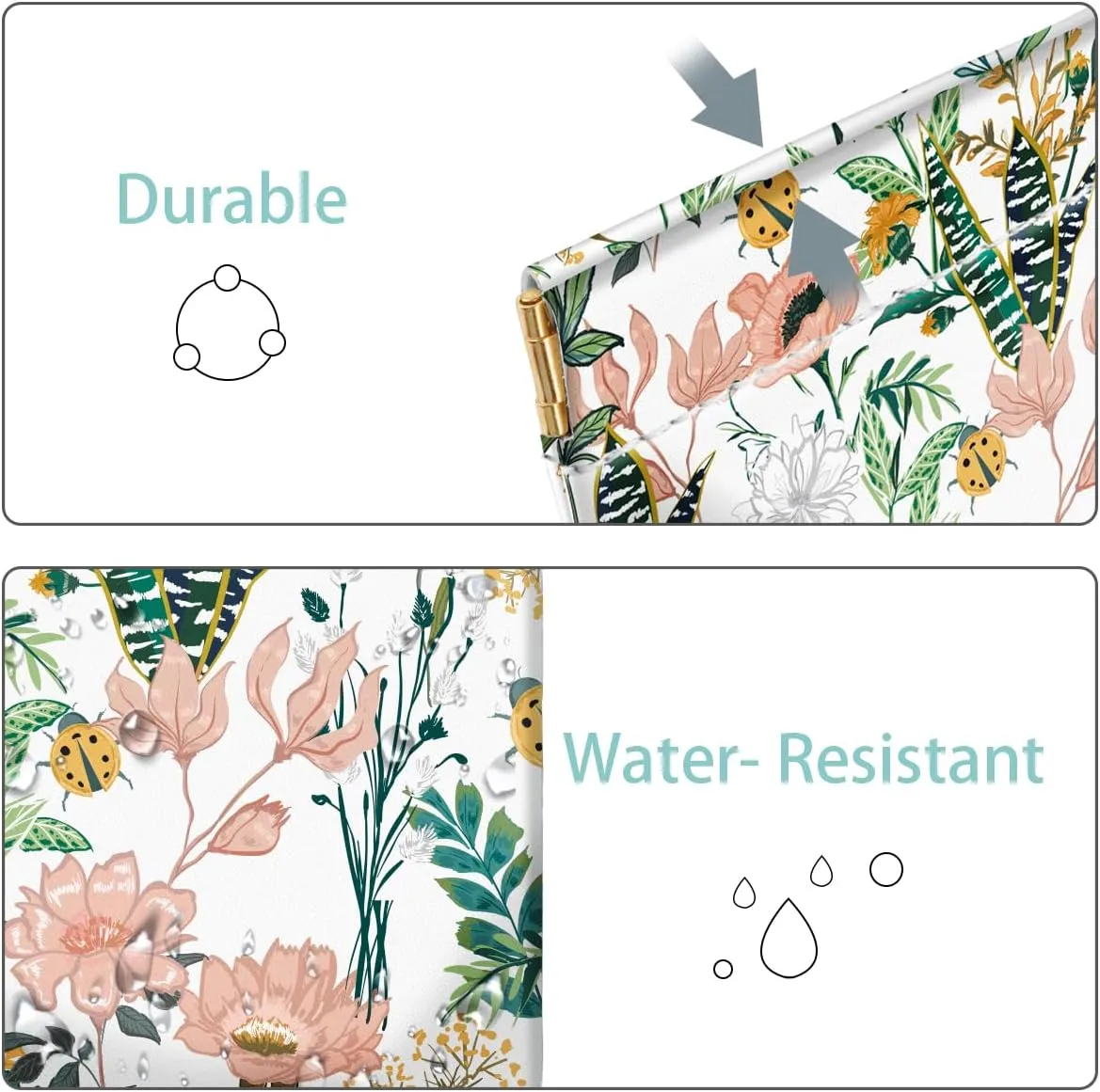 Squeeze Coin Purse Pouch Change Holder Small Makeup Bag for Purse Lipstick Organizer Multi-function Card Holder,White Flowers