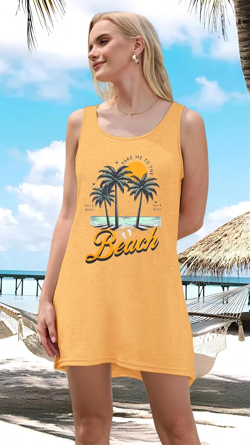 Summer Dresses for Women 2025 Beach Dress Sun Dresses Vacation Dresses Hawaiian Tank Dress Causal Mini Sundress